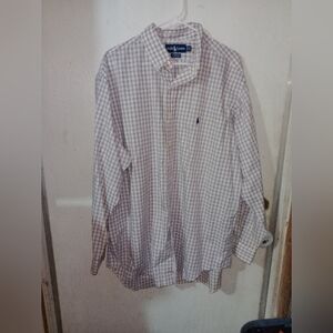 Polo by Ralph Lauren Men's White and Purple Plaid Shirt Size 17 34/35